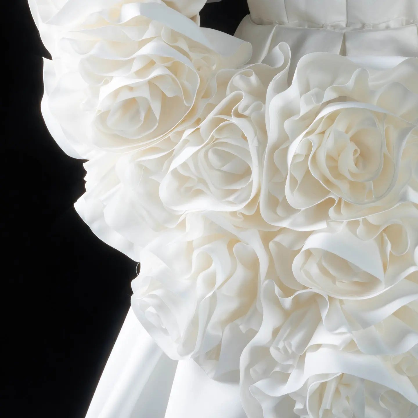 Ivory Romantic A-Line Satin Wedding Dress 3D Rose Floral With Veil SW661 - Ivory