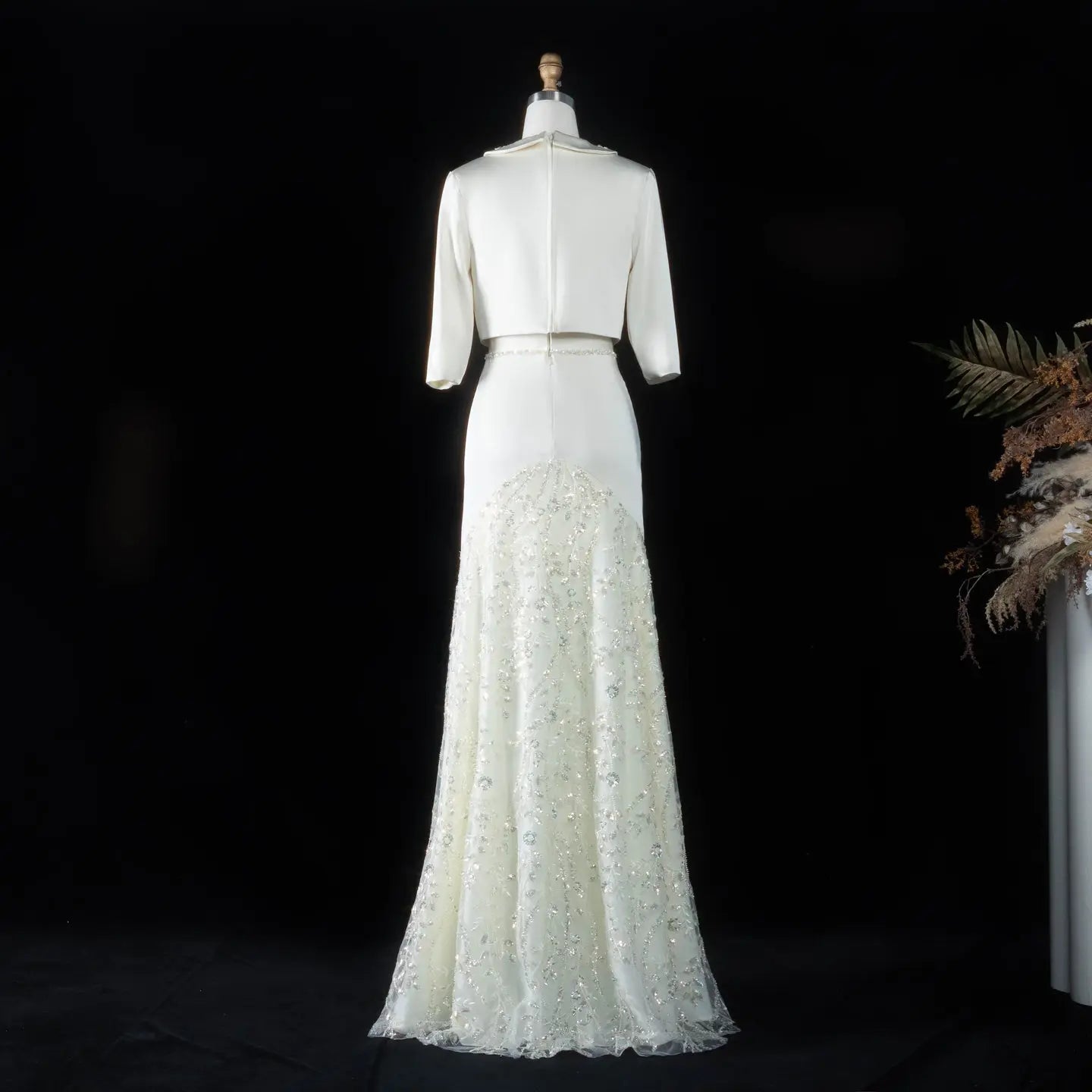 Arabic Beading Two Pieces with Sleeves Evening Dresses SS214