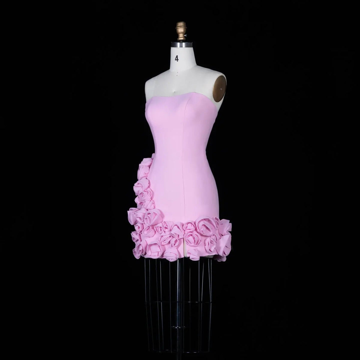 Pink 3D Floral Strapless Mini Dress Fitted Birthday Party Dress RM148