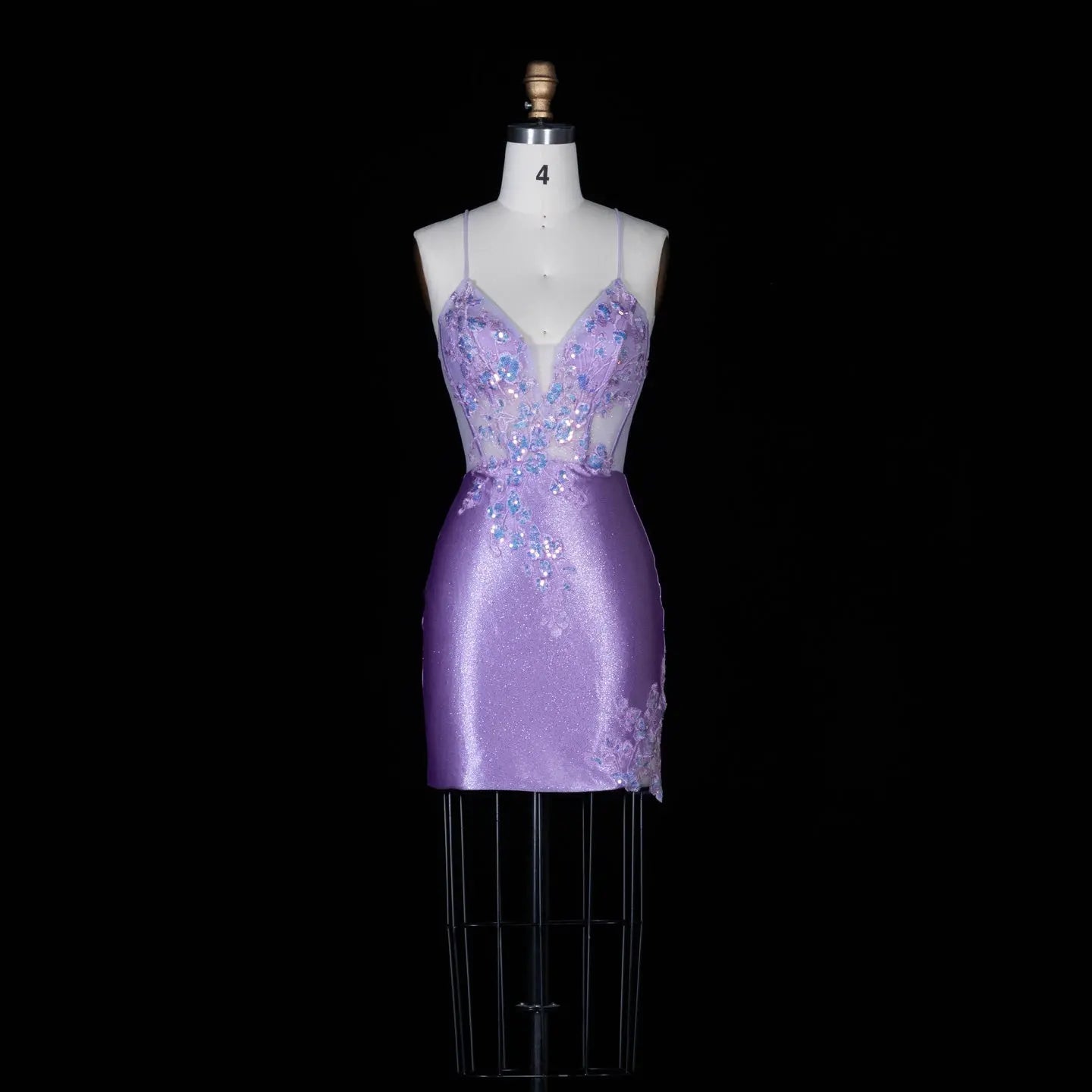 Purple Sequin Floral Lace Up Corset Mini Dress Cross Back Glitter Bodycon Party Dres RM150
