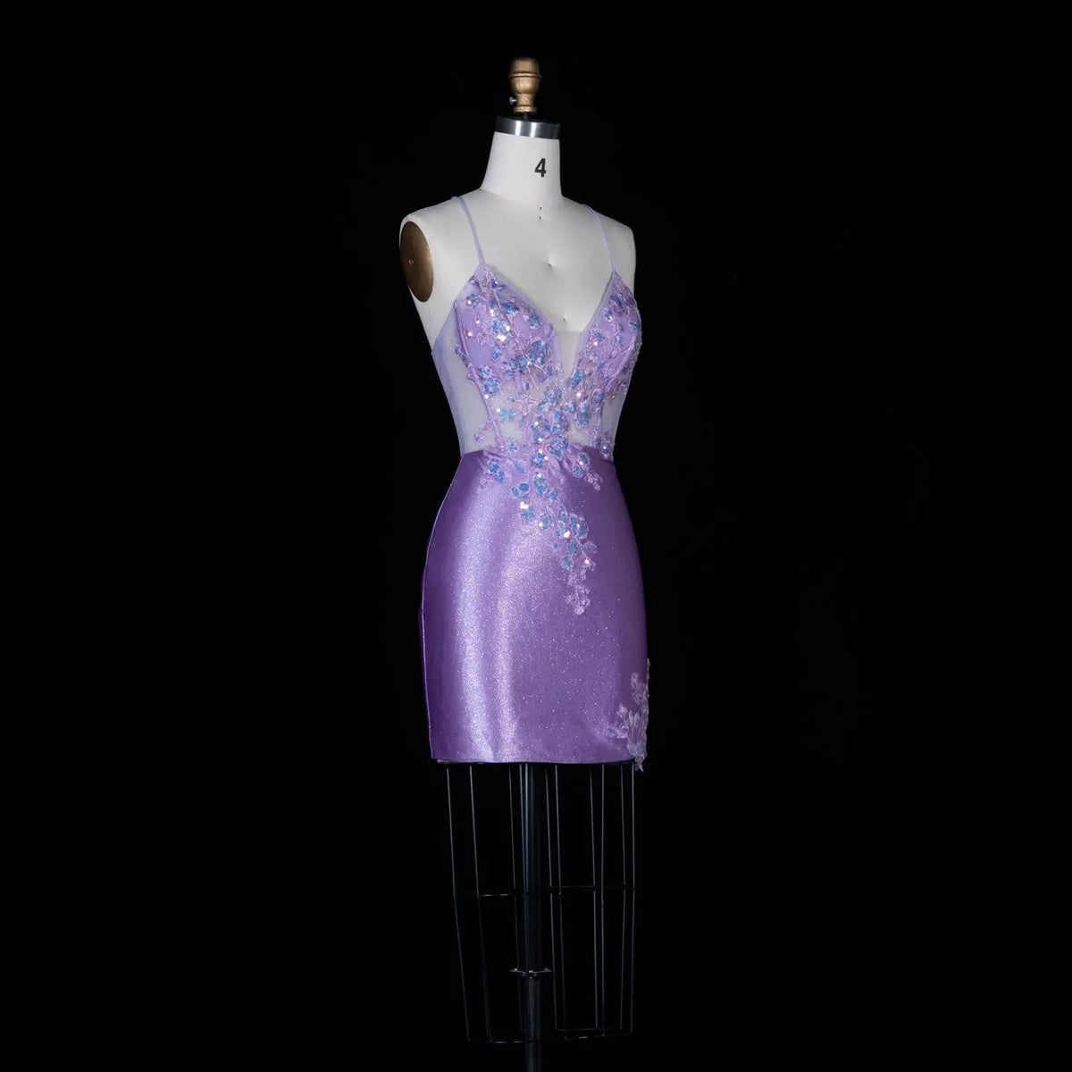 Purple Sequin Floral Lace Up Corset Mini Dress Cross Back Glitter Bodycon Party Dres RM150