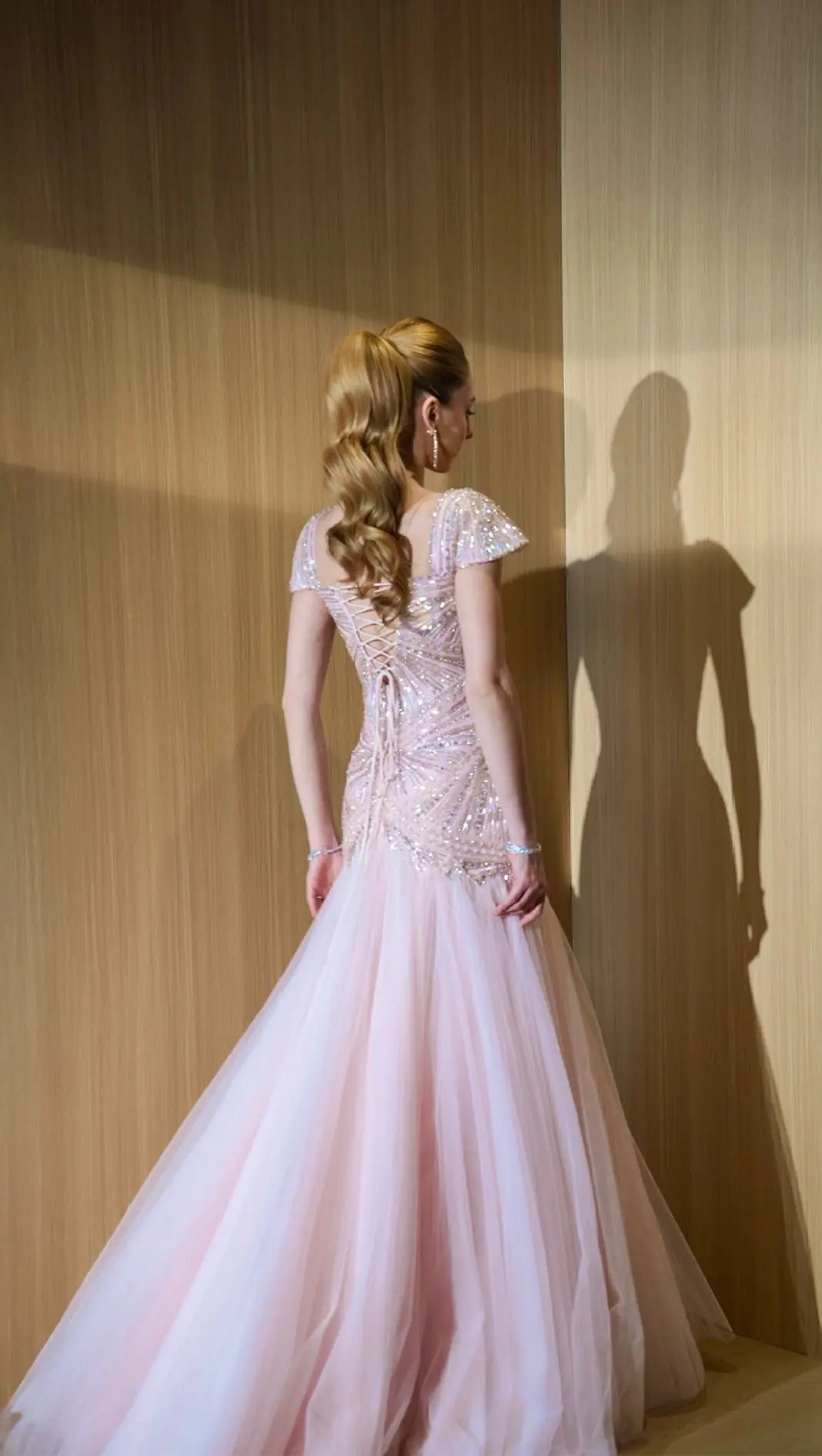 Rust Red Sequin Cap Sleeve Pleated Formal Evening Gown SS325