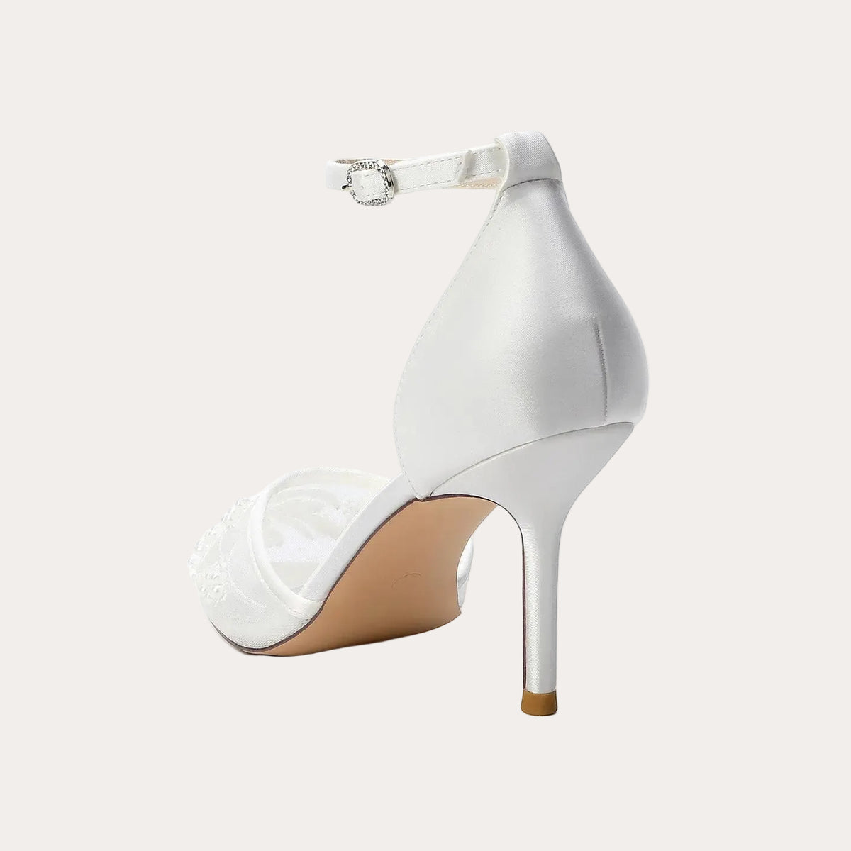 Pearl Embellished Mesh Pointed Toe High Heel HH024