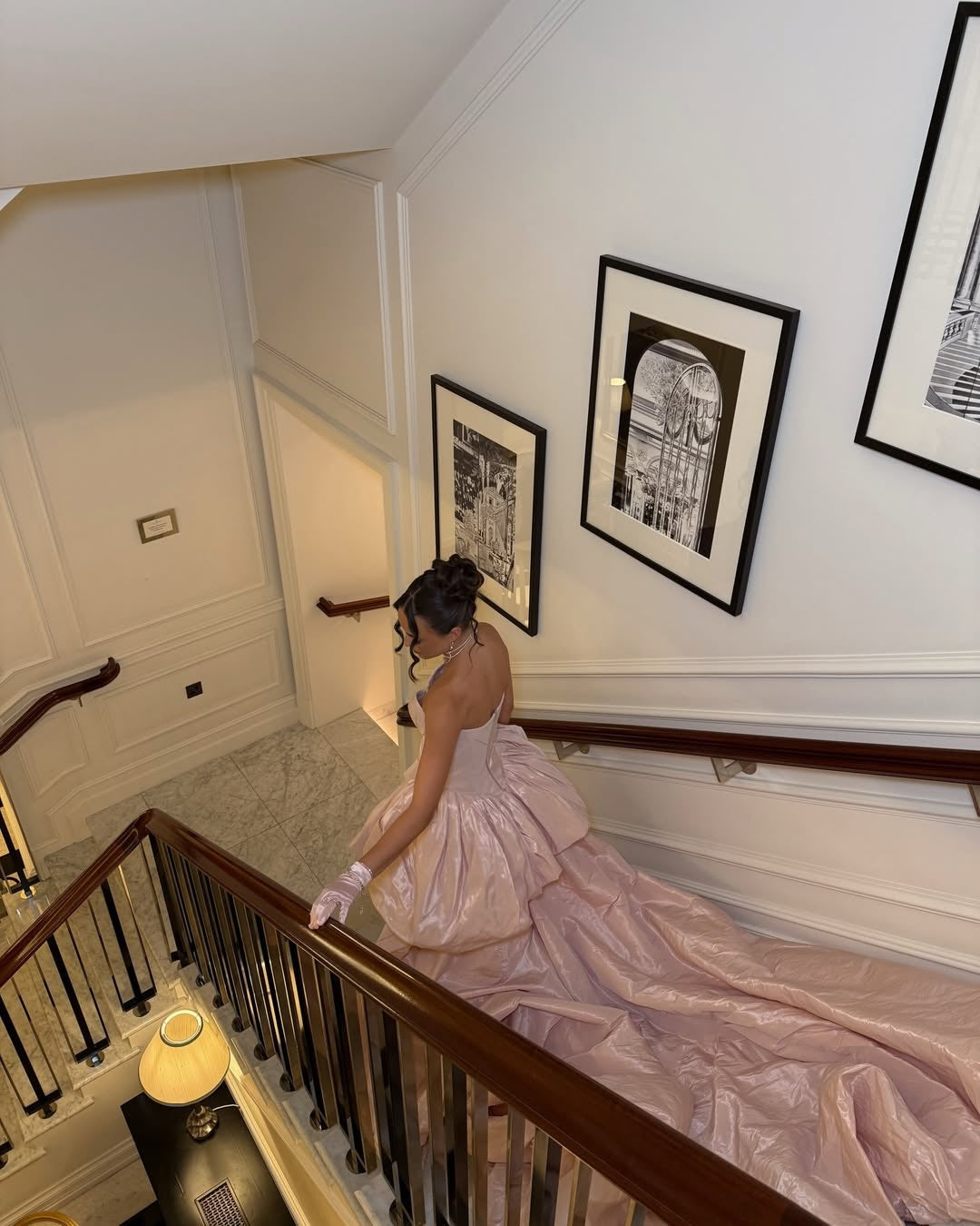 Romantic Pink Sweetheart High-Low Evening Dress with Train SF155
