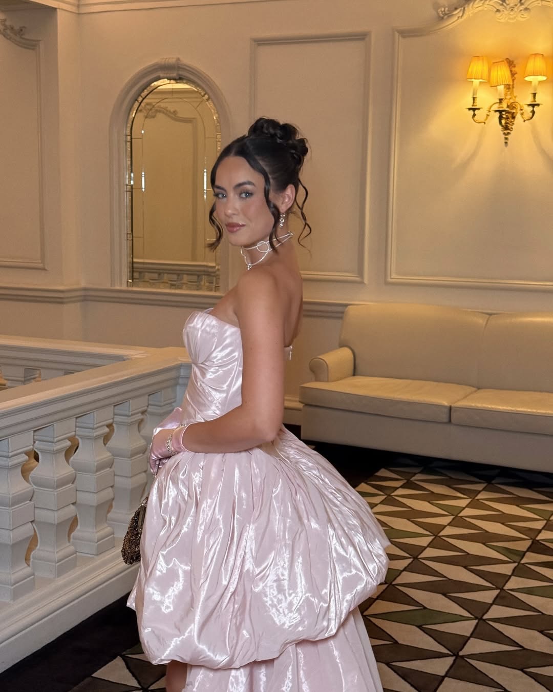 Romantic Pink Sweetheart High-Low Evening Dress with Train SF155