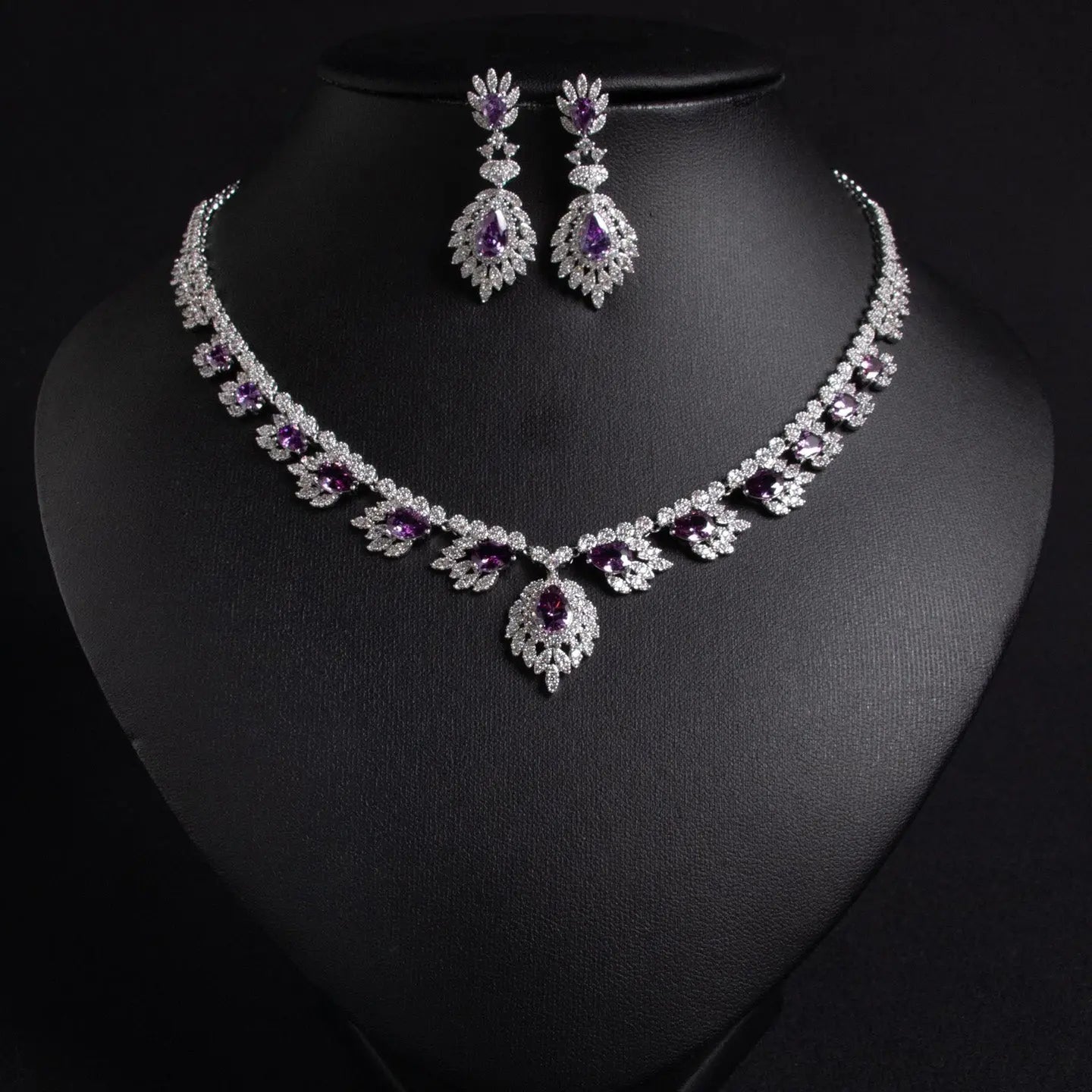 Luxury Floral Simple Zircon Jewelry Earring Set JW018
