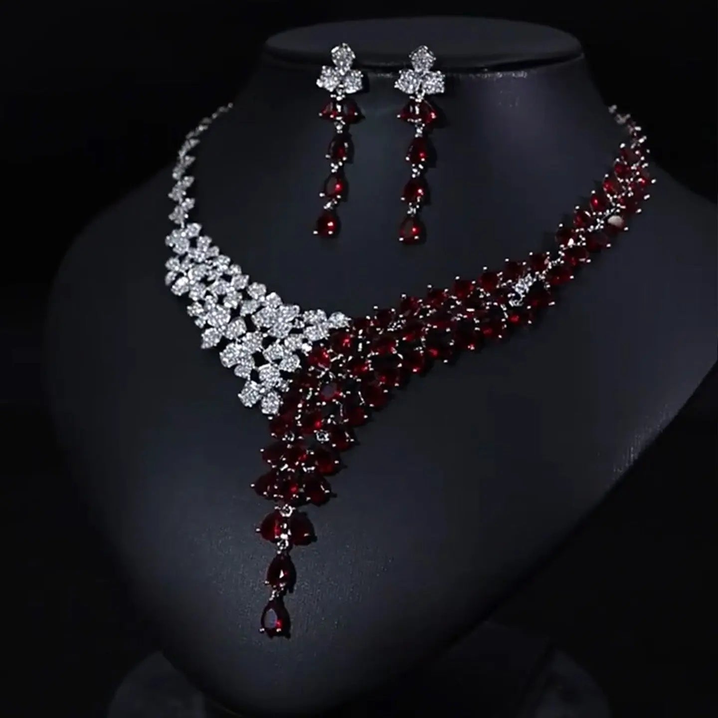 Shining Simple Necklace Earrings Jewelry Set JW020