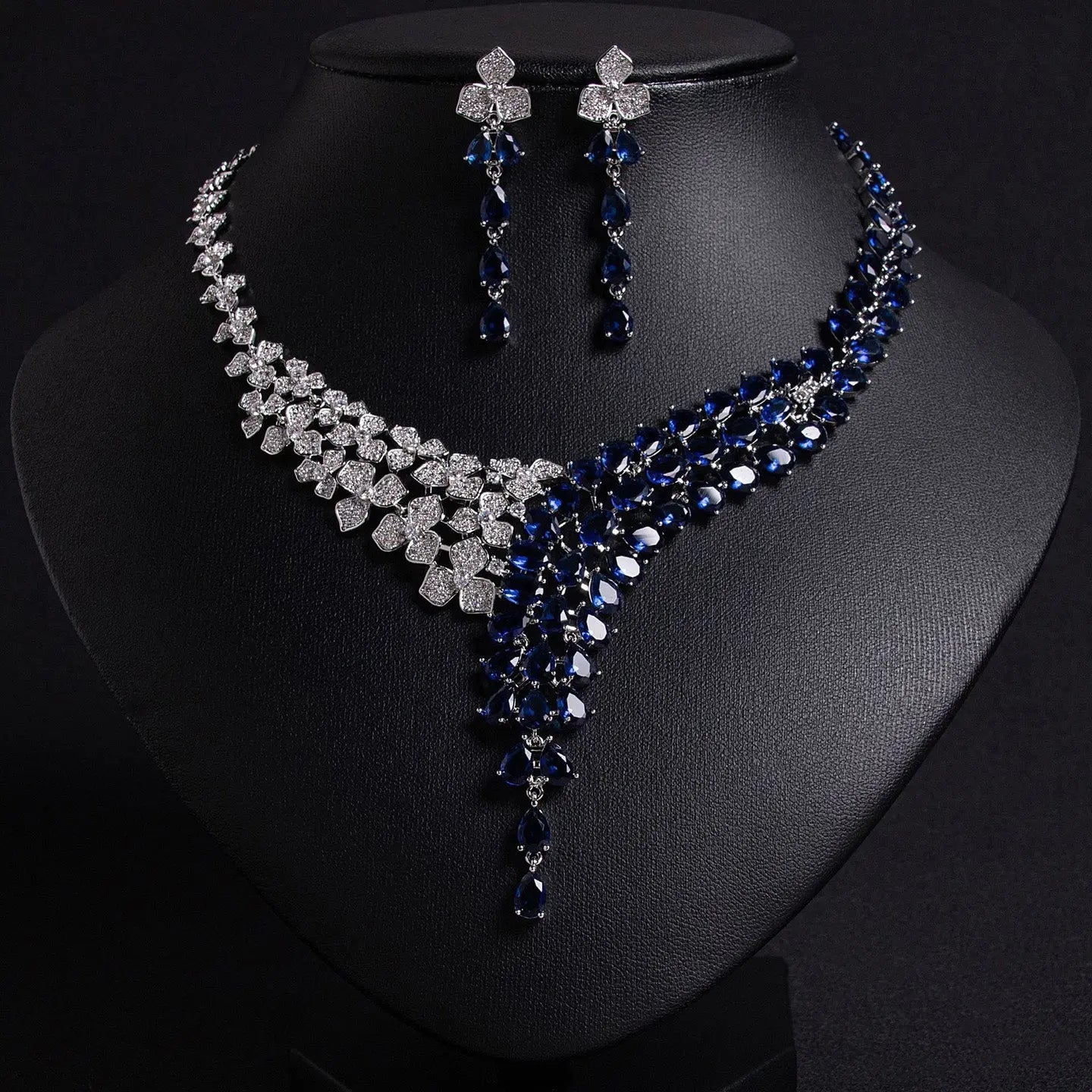 Shining Simple Necklace Earrings Jewelry Set JW020