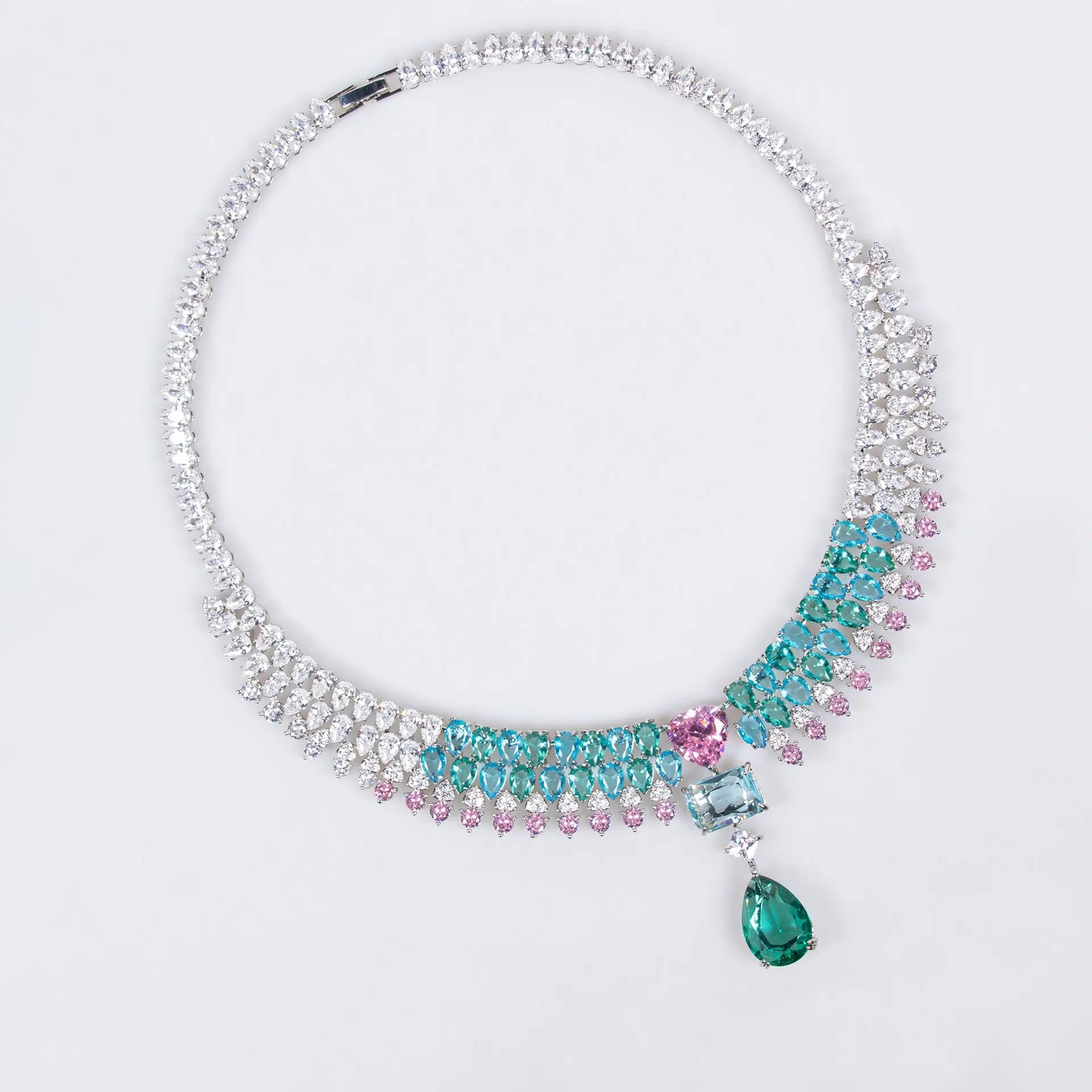 Luxury Zircon Teardrop Necklace and Earring Set JW039