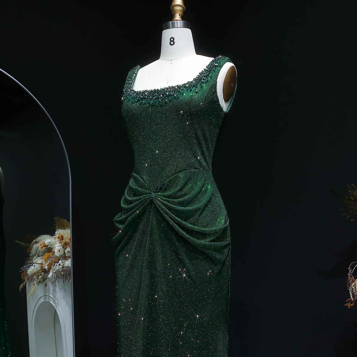 Glamorous Green Sparkling Sequin Mermaid Evening Dress SS655