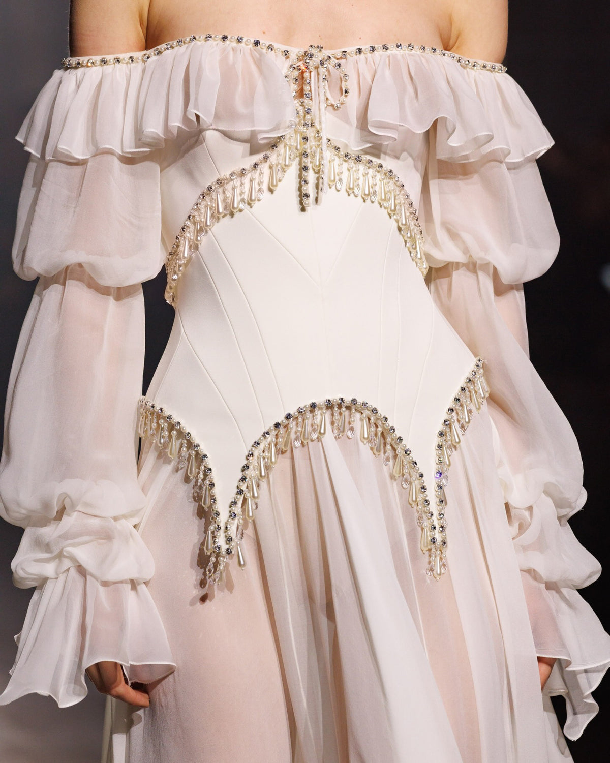 Elegant Pearl Pink Off Shoulder Chiffon Evening Dress SS412