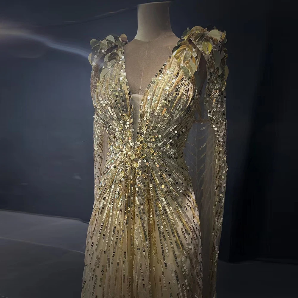 Couture Fully Beaded Gold Dress - Custom Made