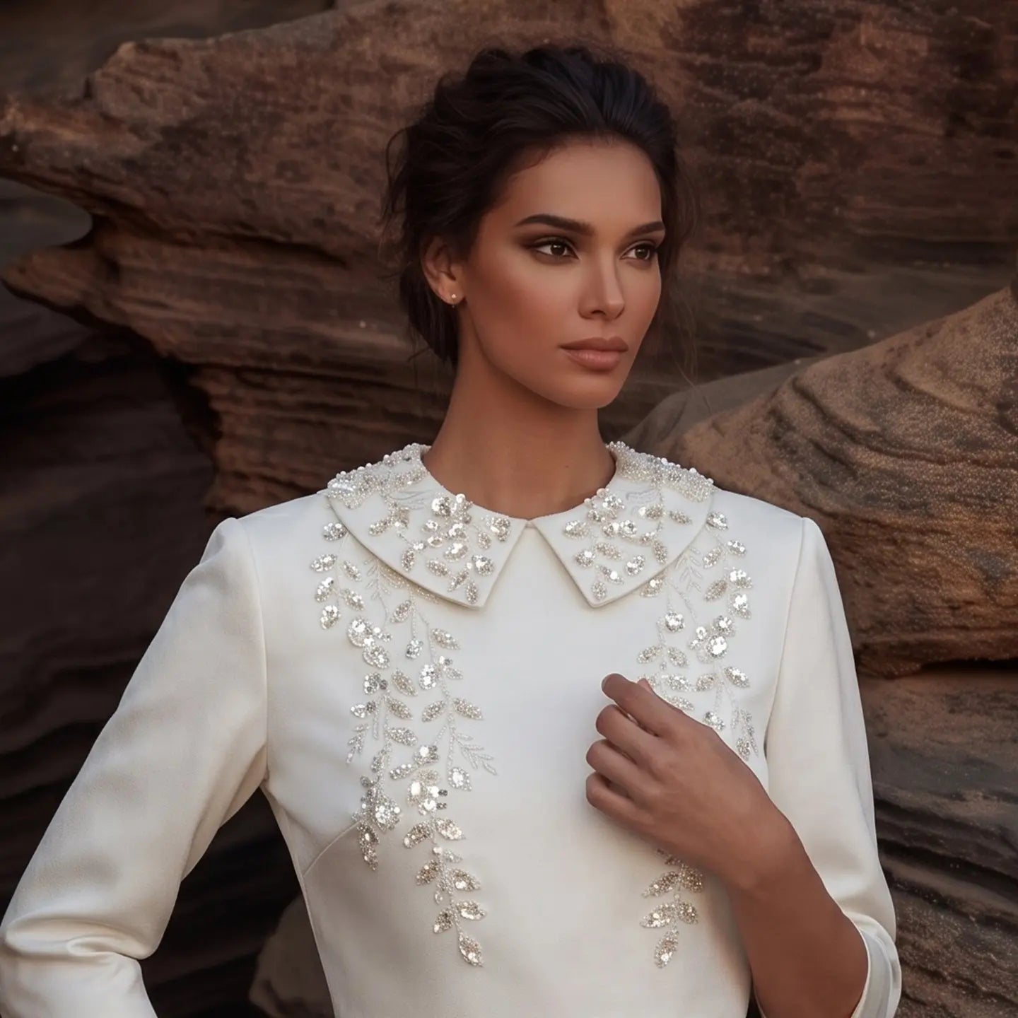 Arabic Beading Two Pieces with Sleeves Evening Dresses SS214