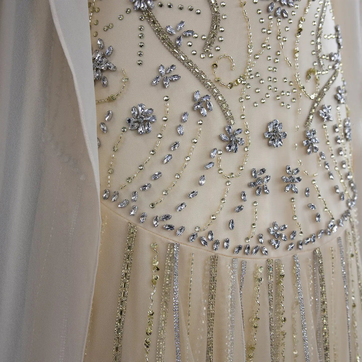 Yellow Rhinestone Cape Sleeve Mermaid Long Evening DressSS526