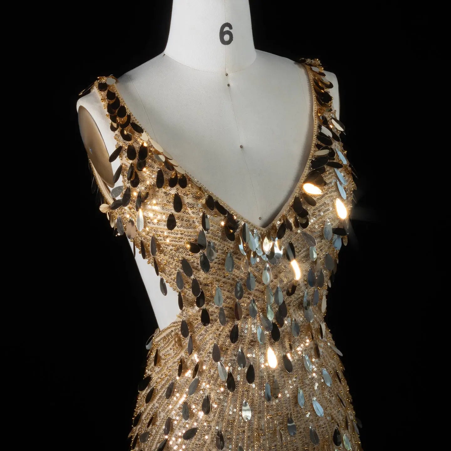 Gold Backless Homecoming Dress Embellished Sequin Mini Dress RM121