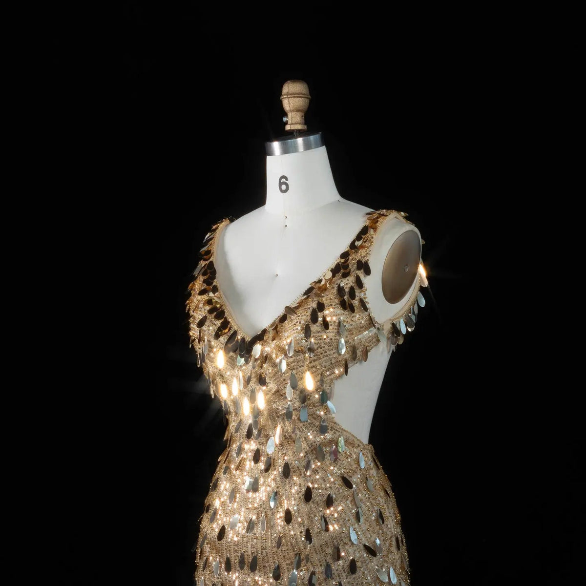 Gold Backless Homecoming Dress Embellished Sequin Mini Dress RM121