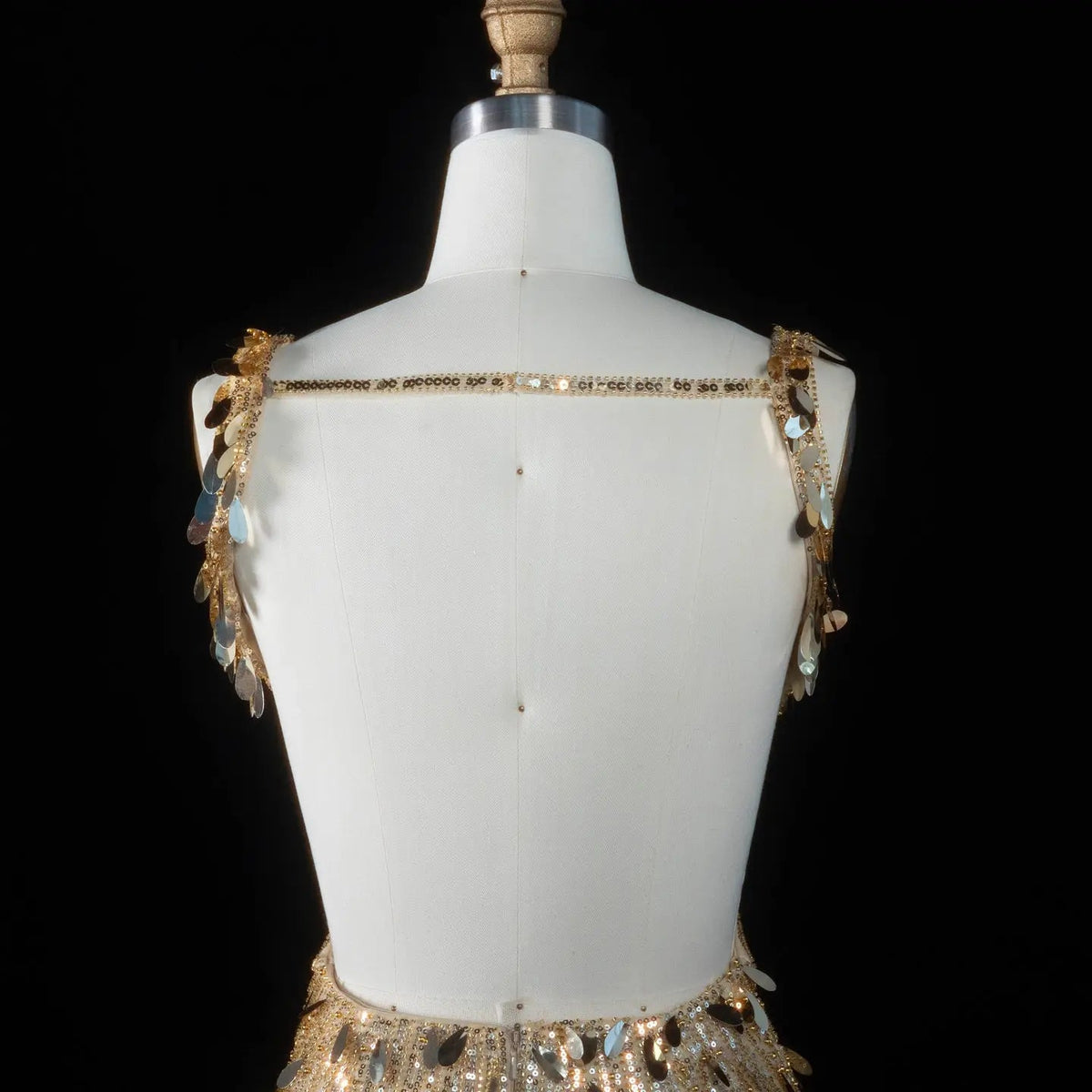Gold Backless Homecoming Dress Embellished Sequin Mini Dress RM121
