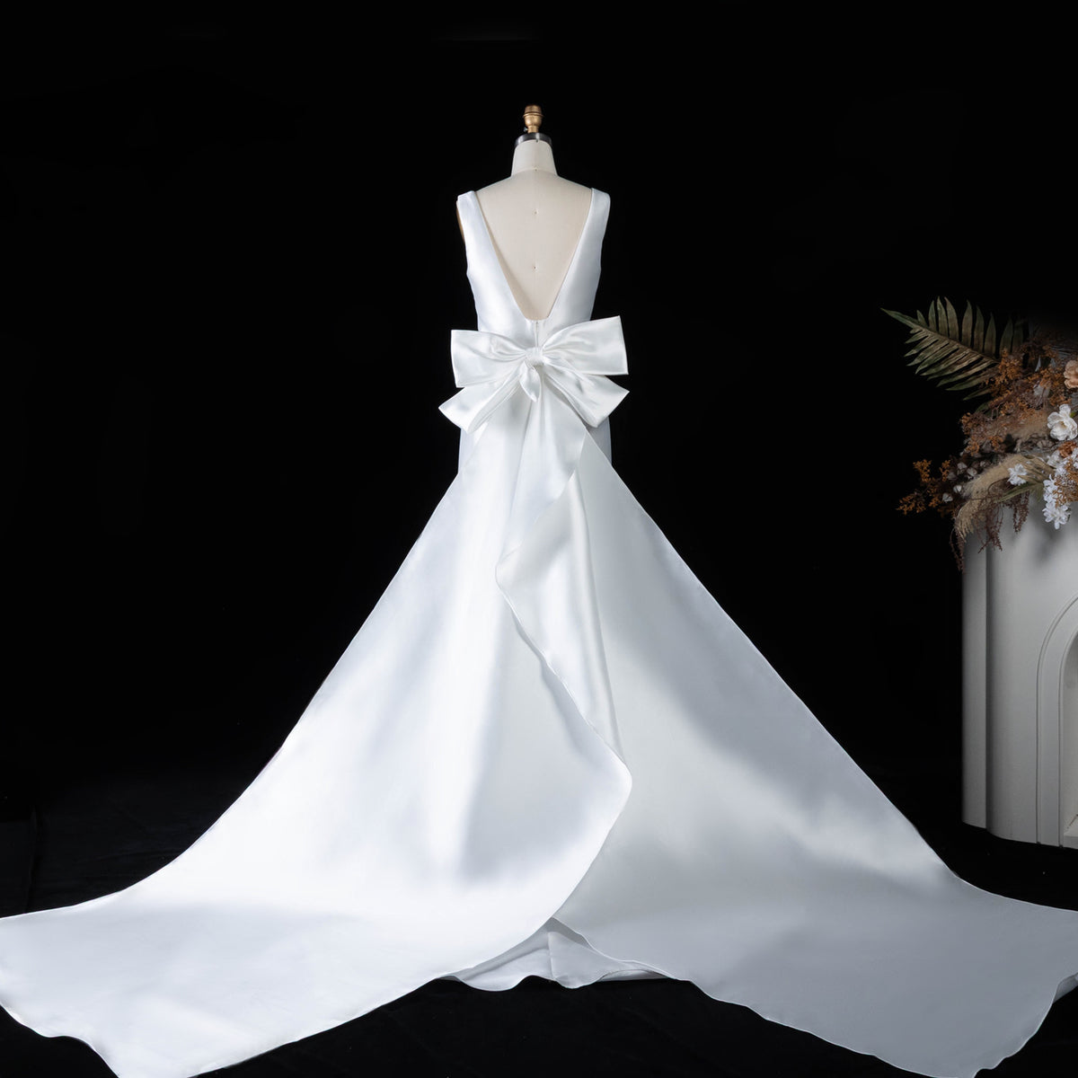 Elegant Oversized Bow V-neck Mermaid Evening Dress SF110