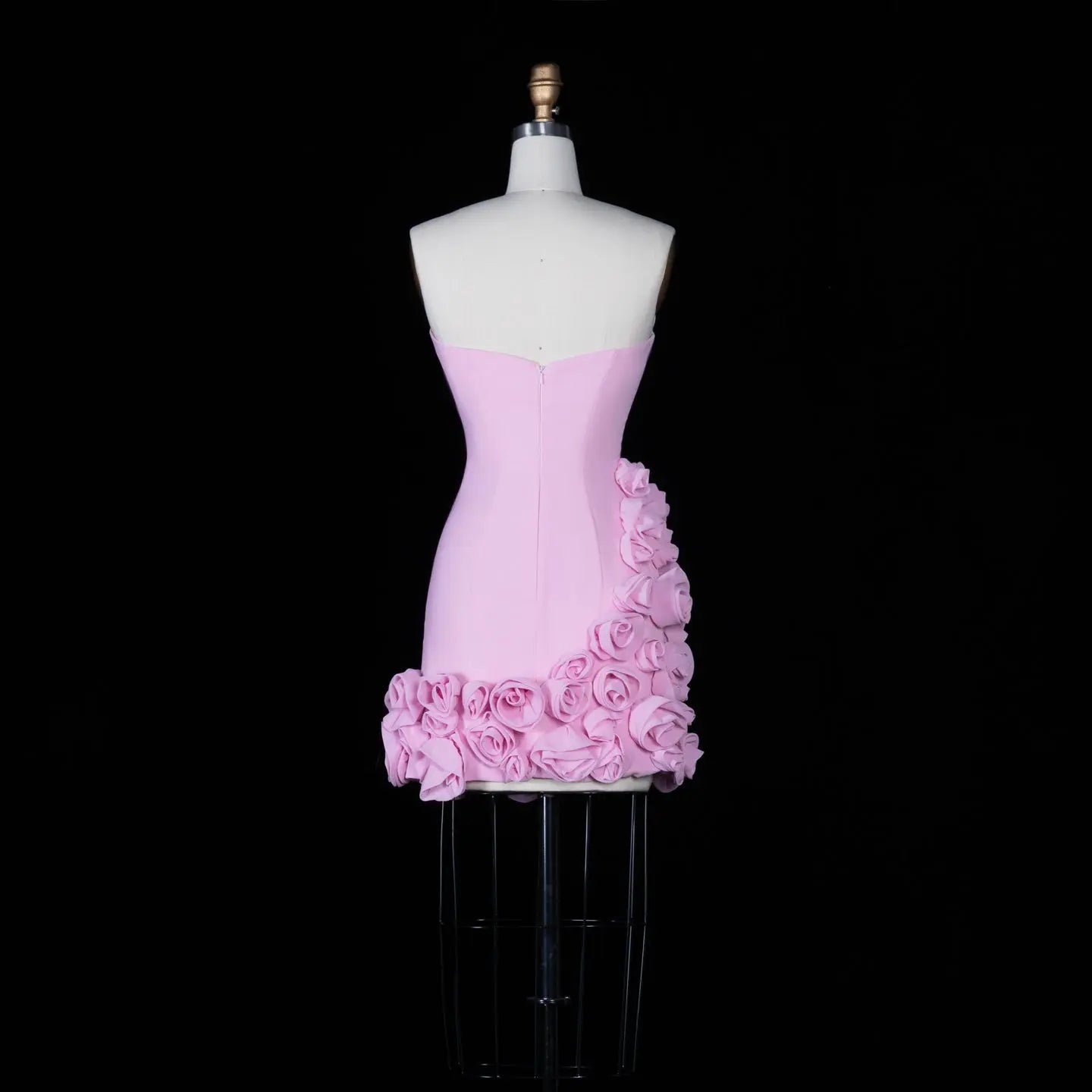 Pink 3D Floral Strapless Mini Dress Fitted Birthday Party Dress RM148