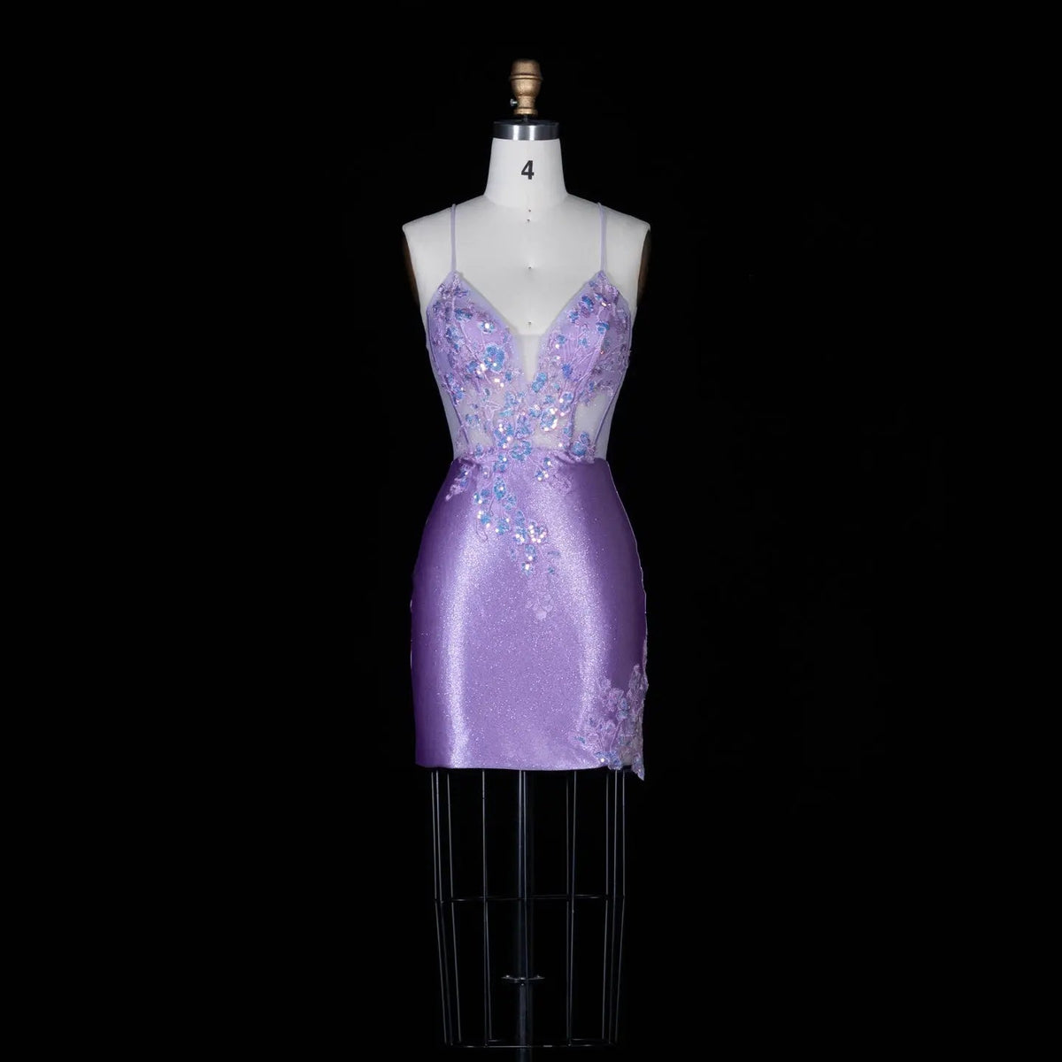 Purple Sequin Floral Lace Up Corset Mini Dress Cross Back Glitter Bodycon Party Dres RM150