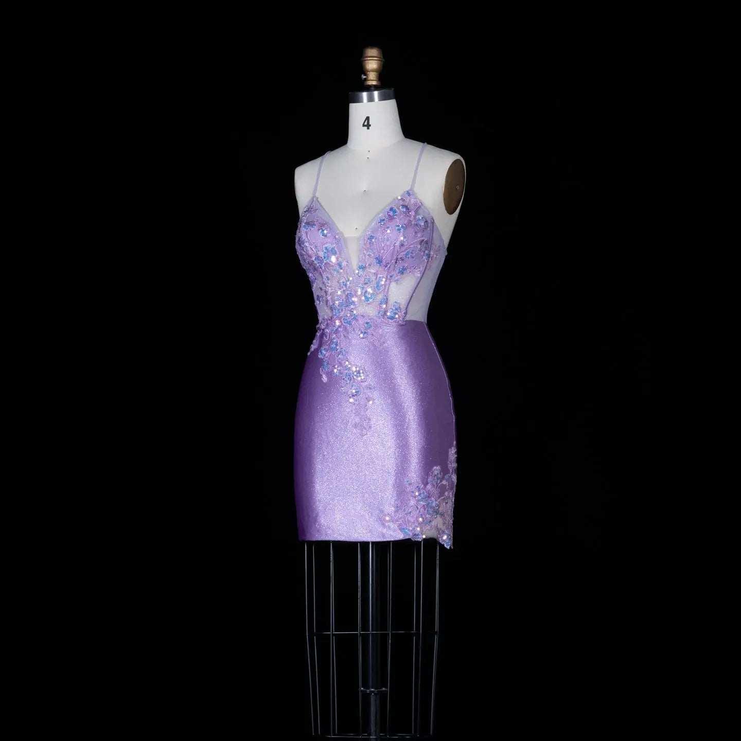 Purple Sequin Floral Lace Up Corset Mini Dress Cross Back Glitter Bodycon Party Dres RM150