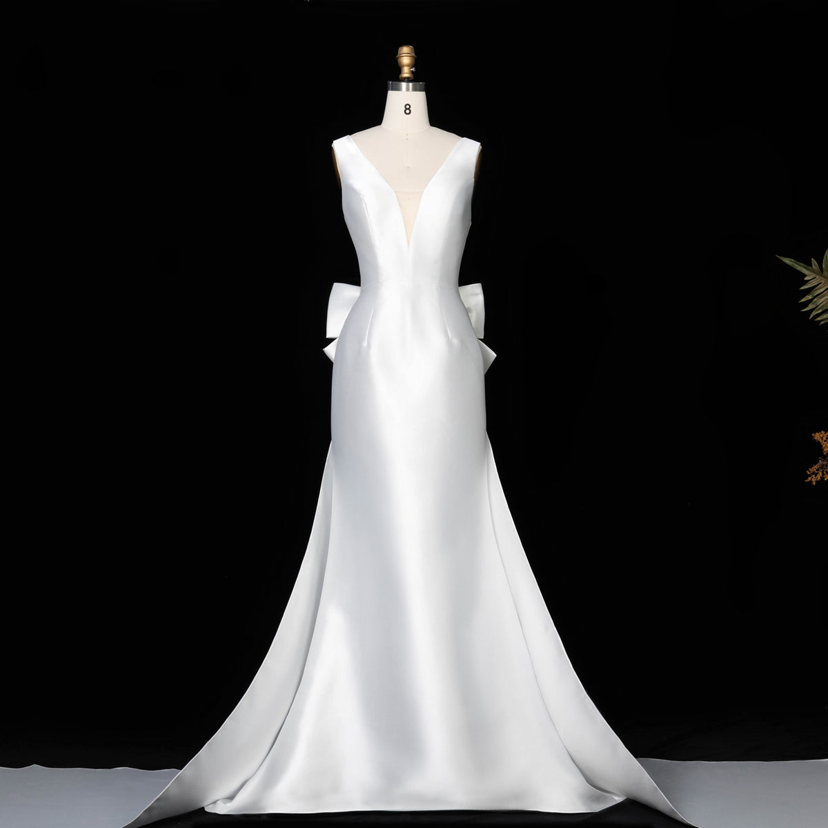 Elegant Oversized Bow V-neck Mermaid Evening Dress SF110