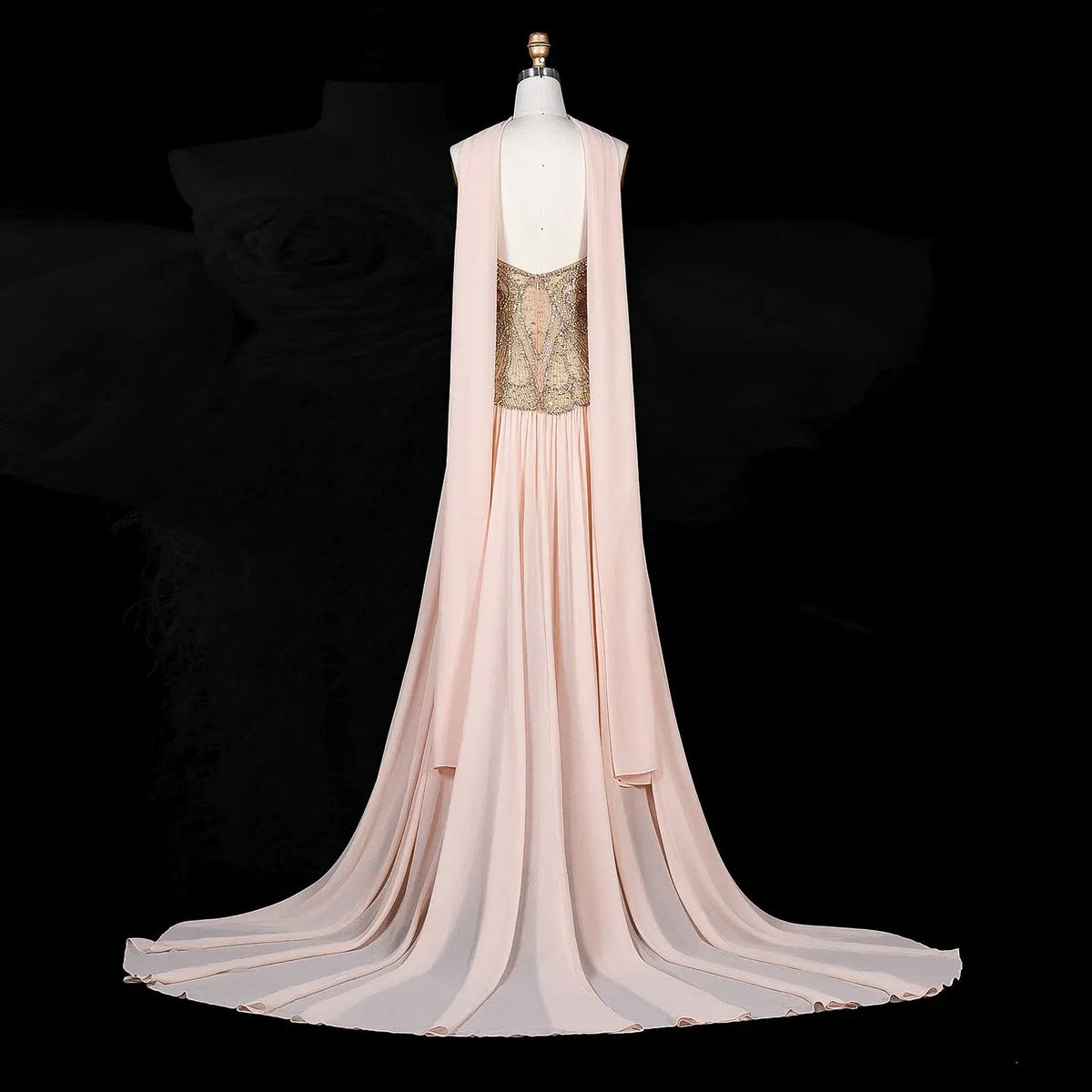 Blush Pink Strapless Corset Beaded Prom Evening Dress SS203