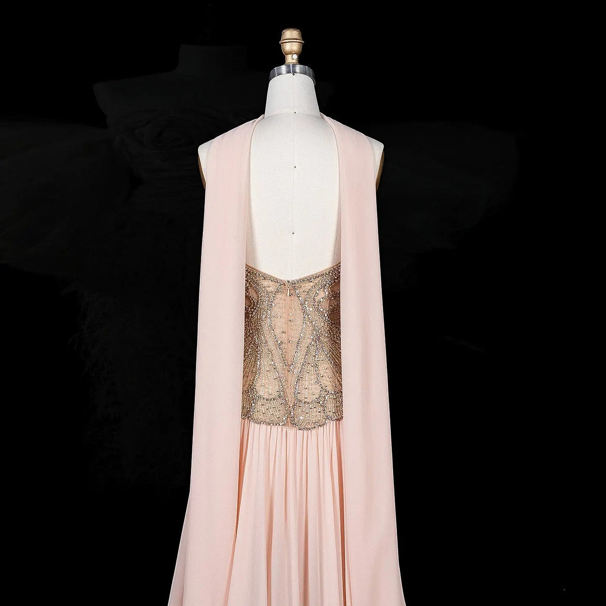 Blush Pink Strapless Corset Beaded Prom Evening Dress SS203