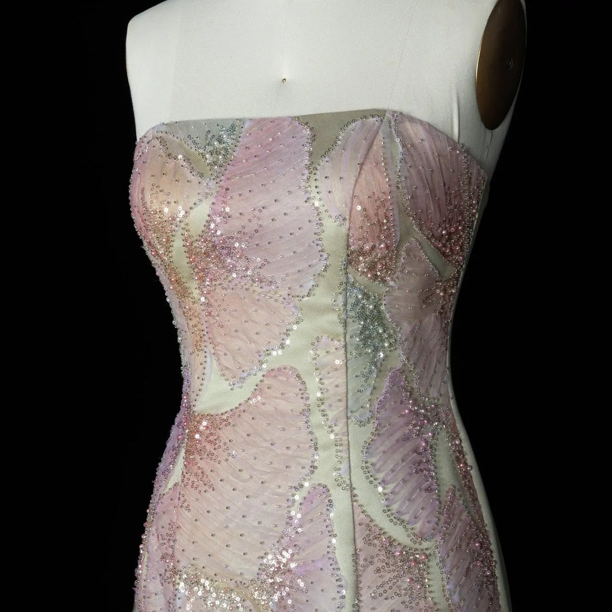 Sage Green Strapless Sparkly Sequin Maxi Dress with Cascading Satin Bow SS664