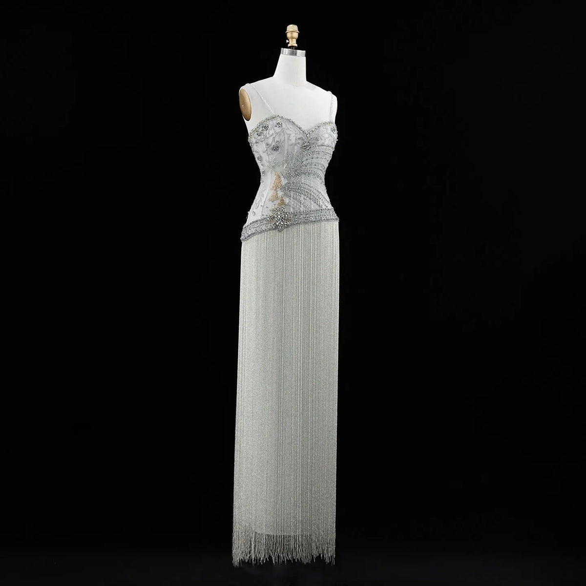 Aqua Beaded Corset Fringe Prom Formal Evening Dress SS202