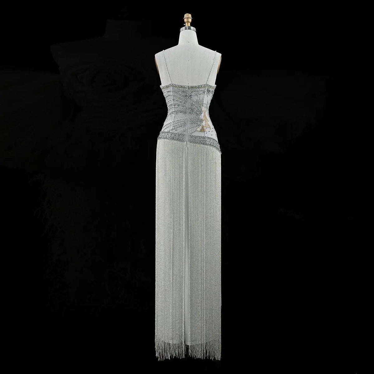 Aqua Beaded Corset Fringe Prom Formal Evening Dress SS202