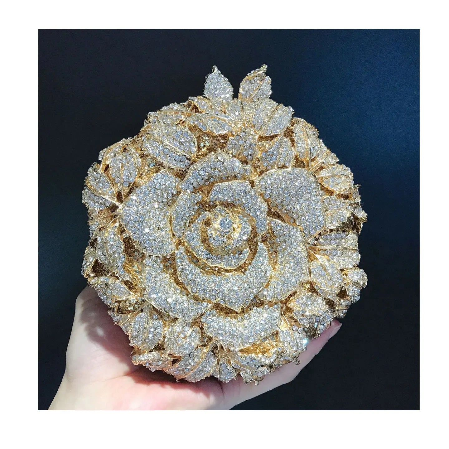 3D Camellia Diamond Evening Clutch HB012