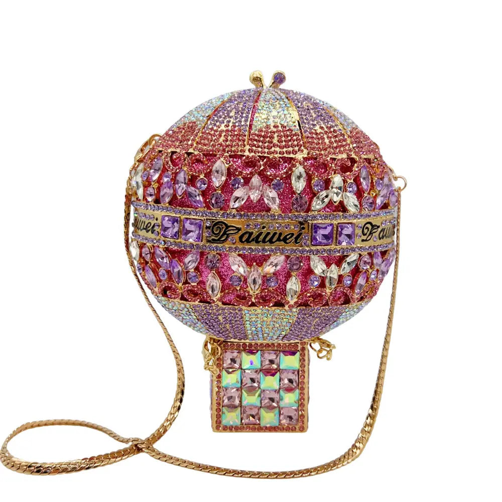Hot Air Balloon Shaped Crystal Clutch Bag HB030