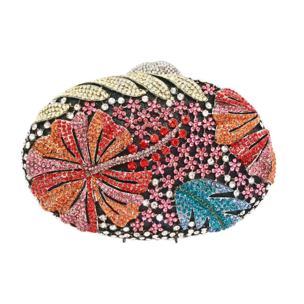 Luxury Flower Rhinestone Evening Clutch Bag HB036