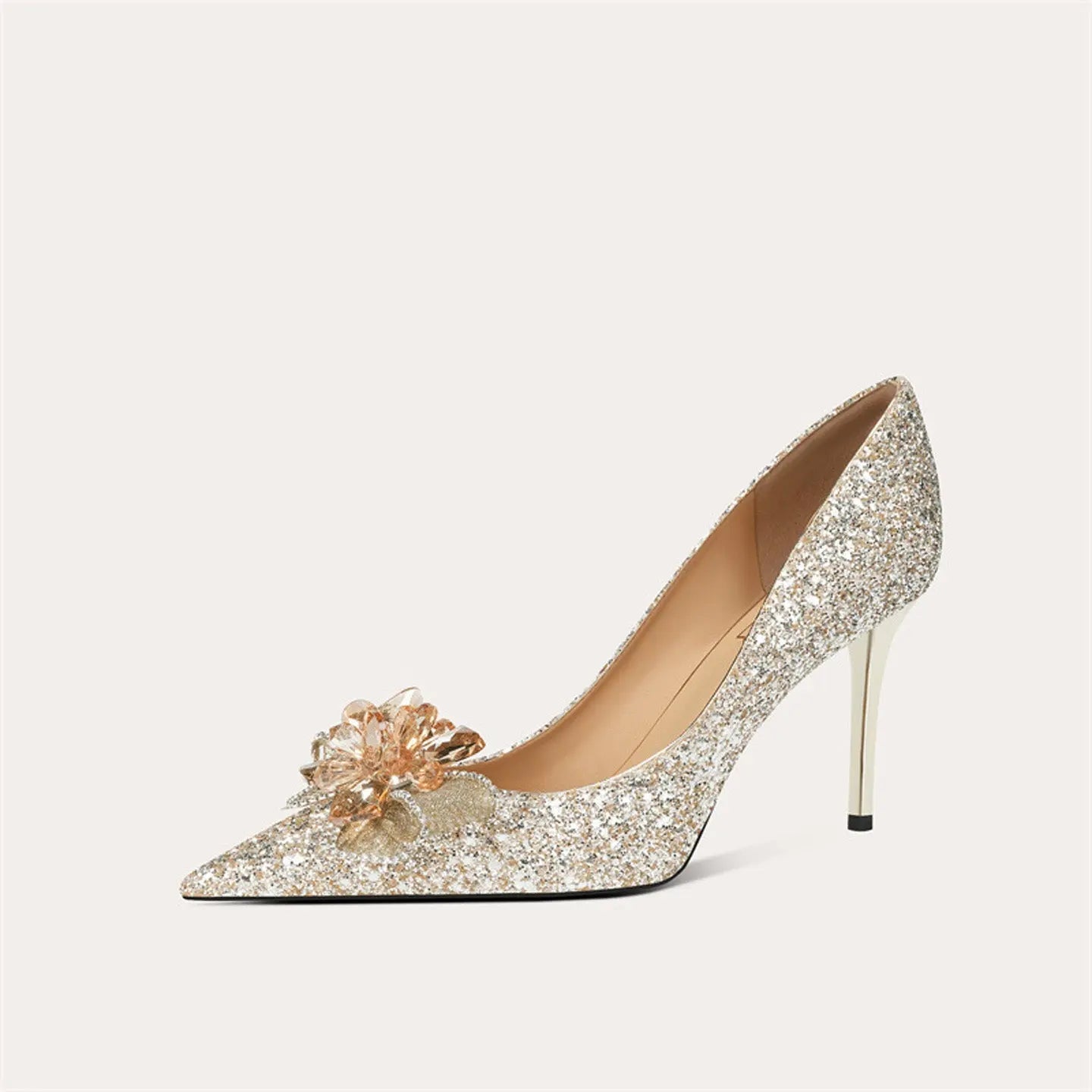 French Crystal Sheepskin High Heel HH020