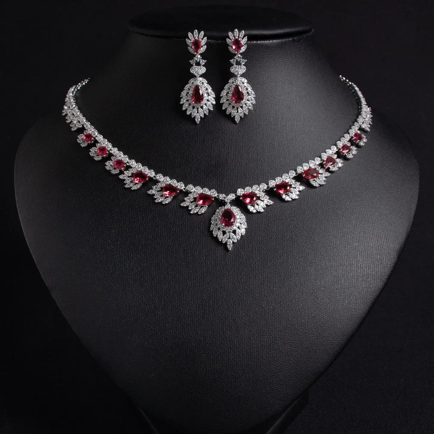Luxury Floral Simple Zircon Jewelry Earring Set JW018