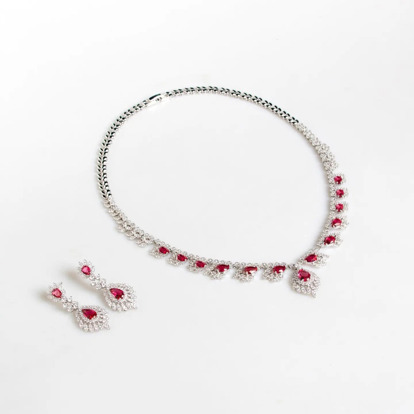 Luxury Floral Simple Zircon Jewelry Earring Set JW018