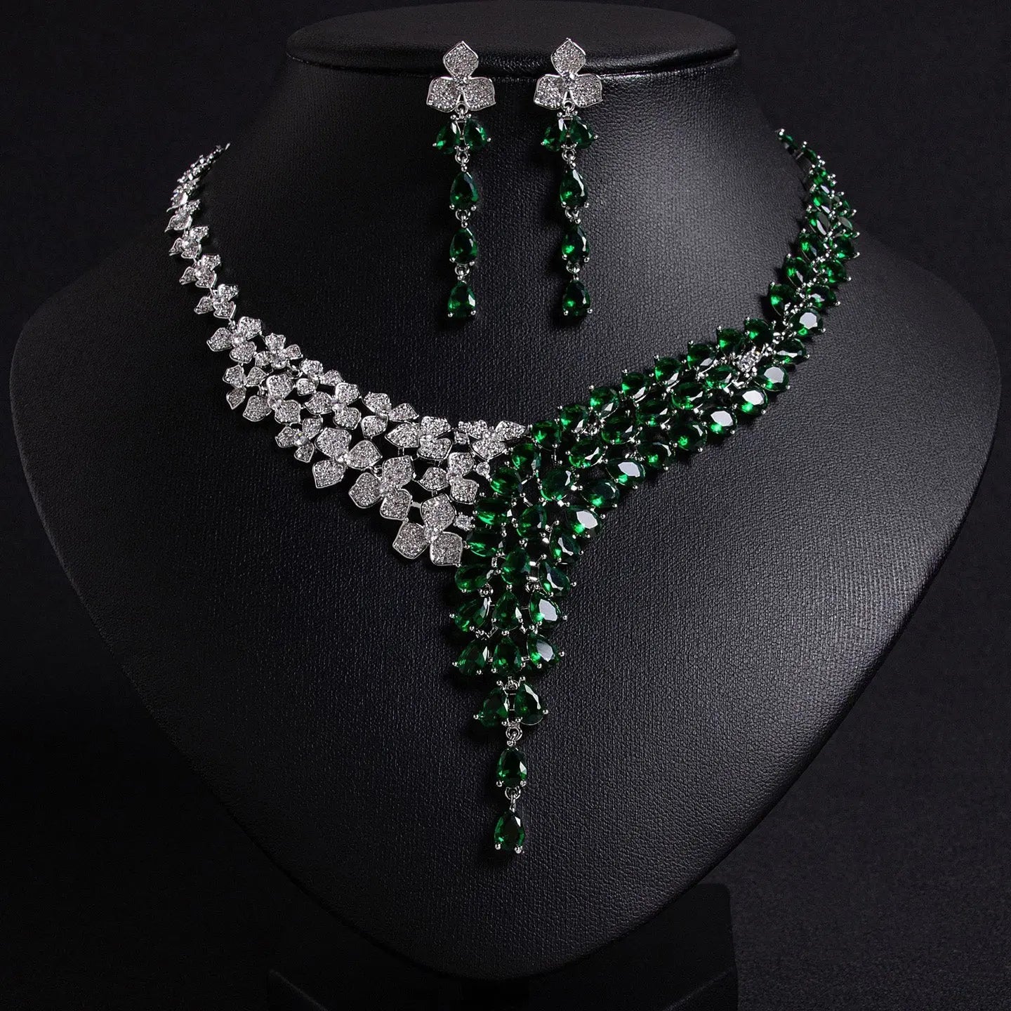 Shining Simple Necklace Earrings Jewelry Set JW020