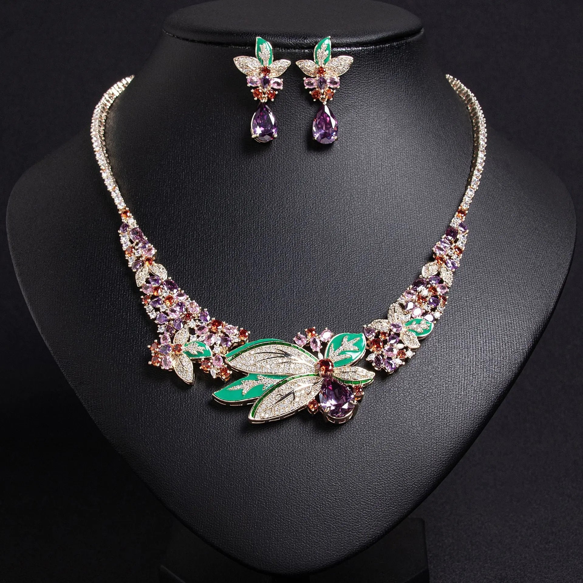 Stylish 3D Floral Earrings and Necklace Set JW052
