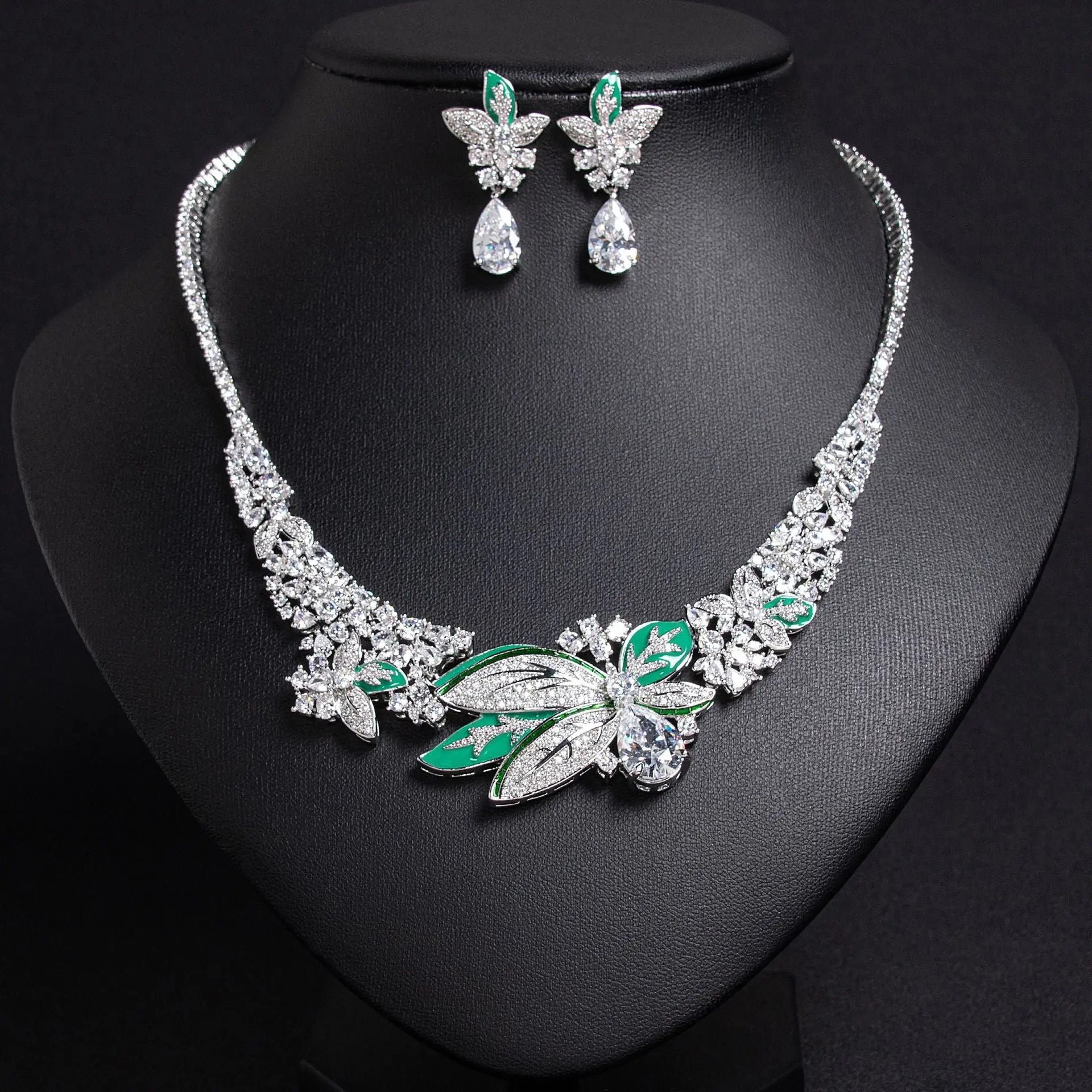 Stylish 3D Floral Earrings and Necklace Set JW052