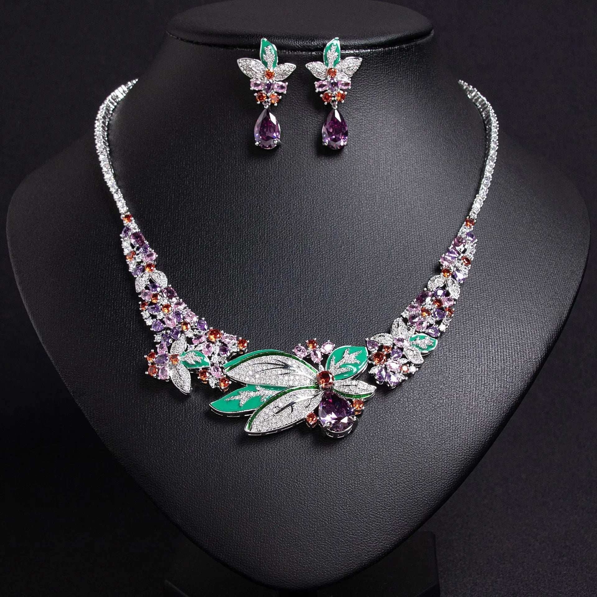 Stylish 3D Floral Earrings and Necklace Set JW052