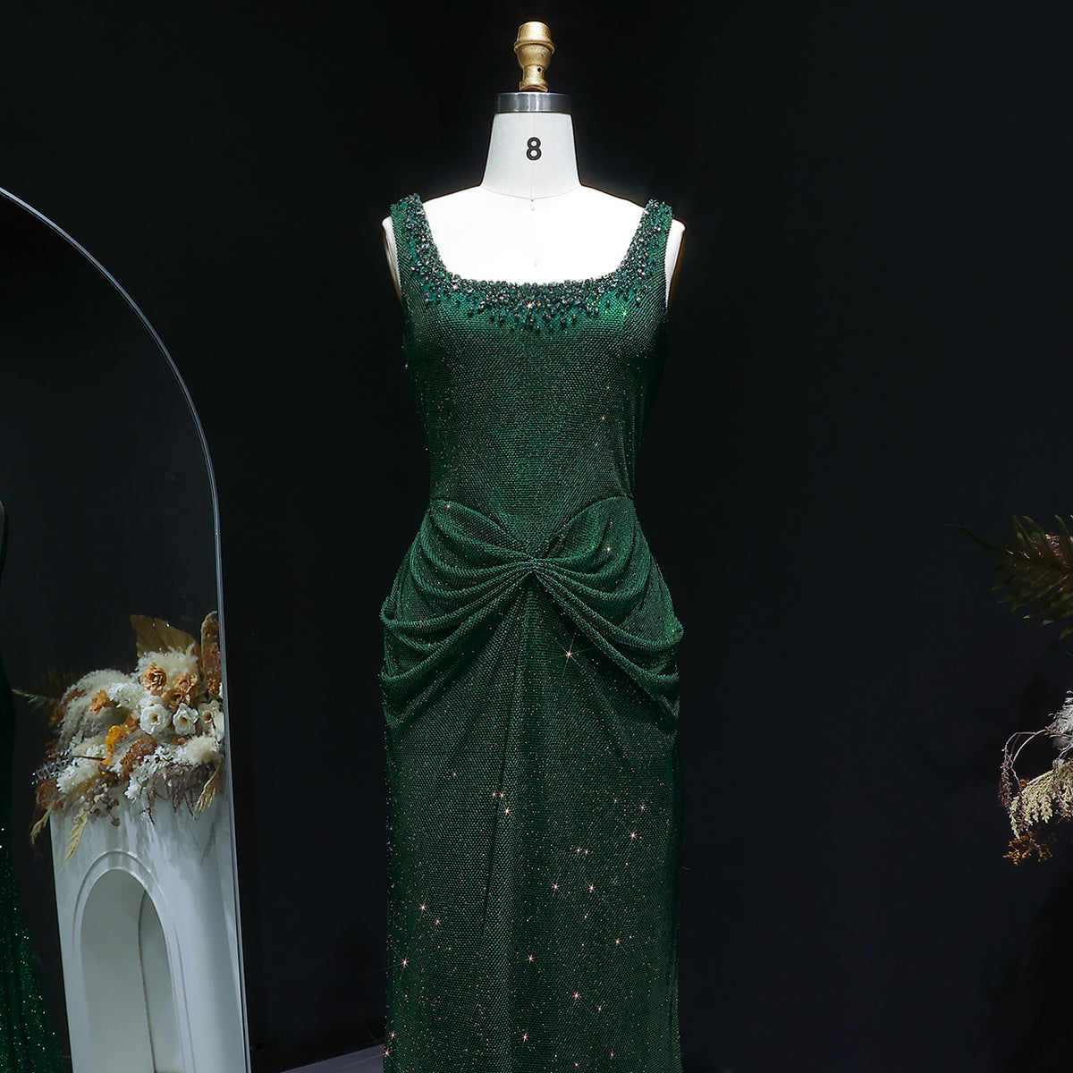 Glamorous Green Sparkling Sequin Mermaid Evening Dress SS655