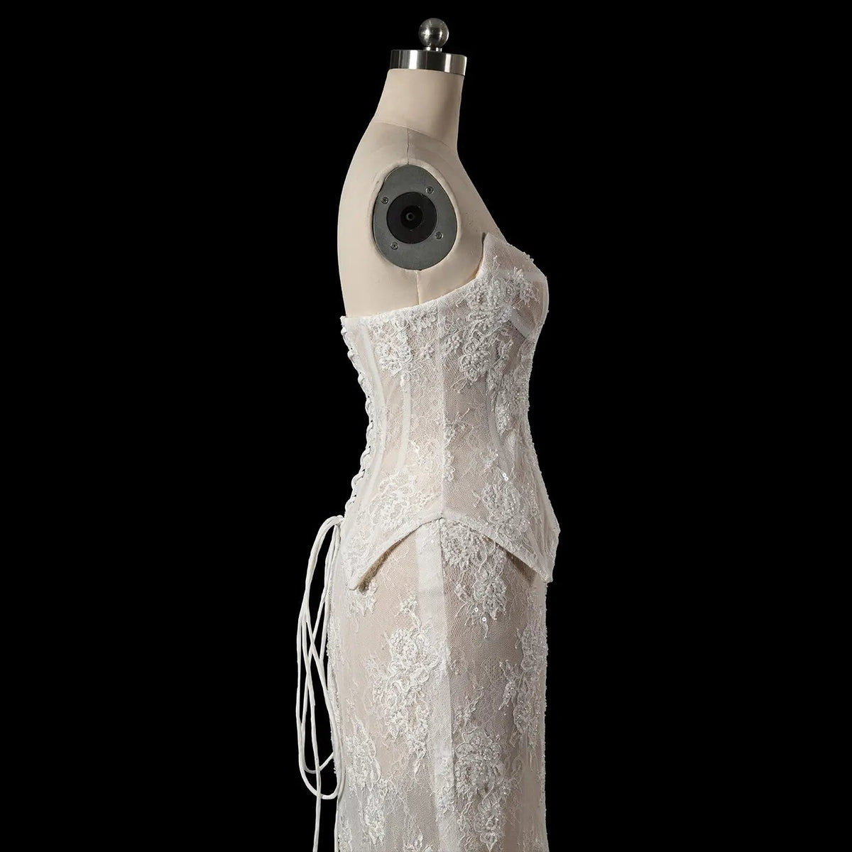White Strapless Corset Lace Up Back Sheath Wedding Dress SW744